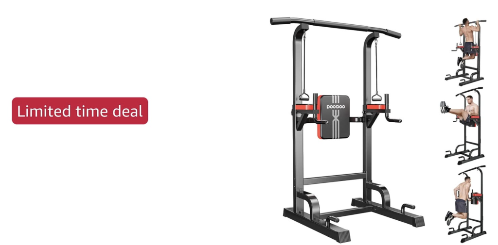 Pooboo Power Tower Dip Station Pull Up Bar